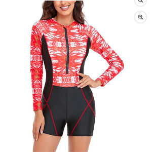 Women's OBEEII Longsleeve One Piece Rash Guard Surf Swimsuit Small